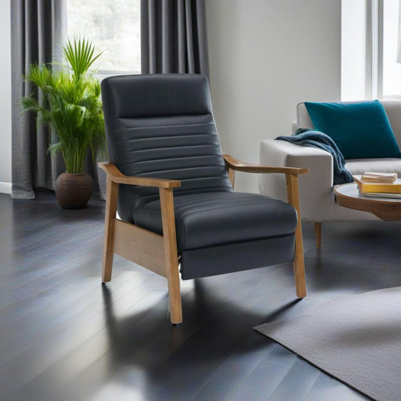 Asher - Modern Push Back Recliner With Wood Arms - R&R Furniture Gallery (Fountain Valley, CA)