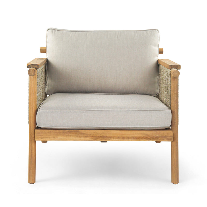 Noble House Sumbawa outdoor club arm chair with cushioned seat and backrest, ideal for patio or garden relaxation.