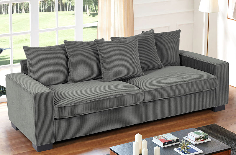 Luxe Sofa With 5 Matching Toss Pillows, Sleek Design, Spacious And Comfortable 3 Seater Couch - R&R Furniture Gallery (Fountain Valley, CA)