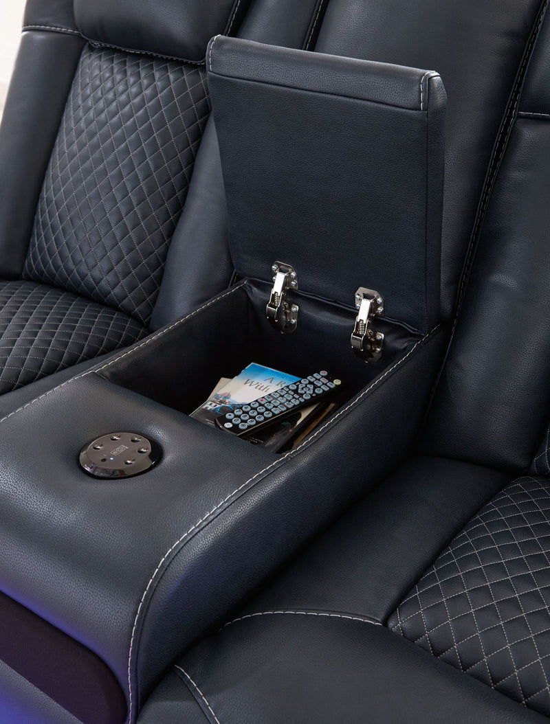 Fyne-dyme - Power Reclining Loveseat With Console/Adj Hdrst - R&R Furniture Gallery (Fountain Valley, CA)