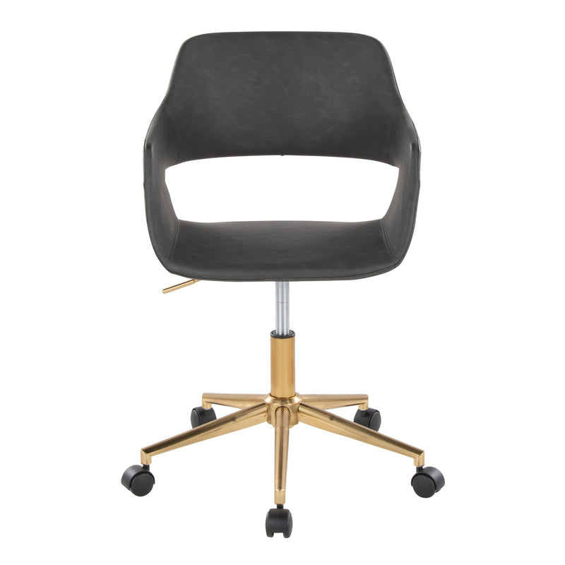 Lumi Source Margarite contemporary task desk chair with a cushioned seat and backrest, black frame and modern design.
