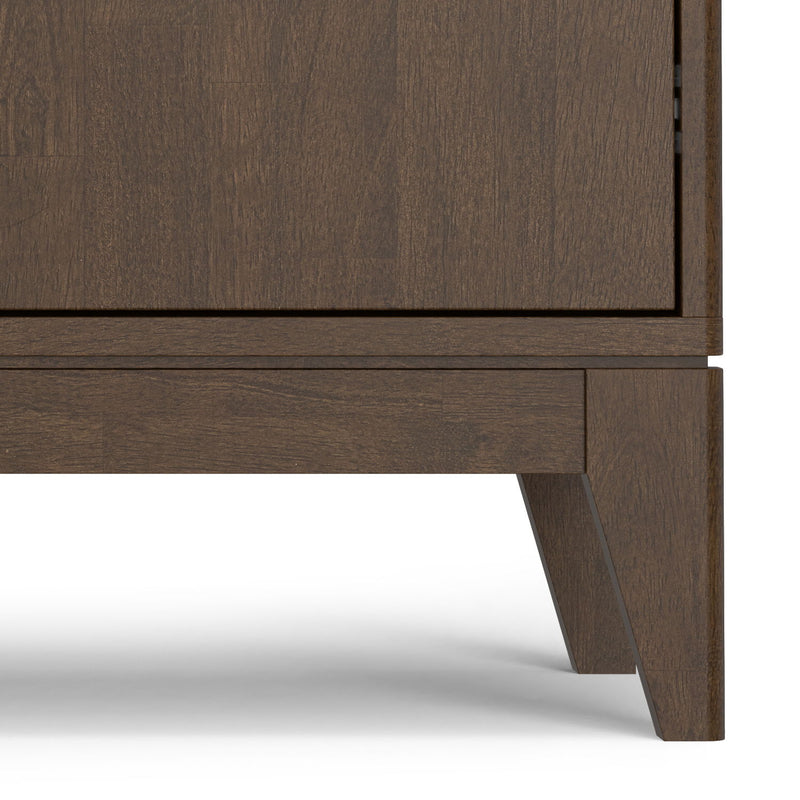Simpli-Home Harper 2-door walnut brown sideboard buffet with sleek design and spacious storage.
