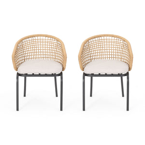 Outdoor Wicker Chair With Powder Coated Iron Legs