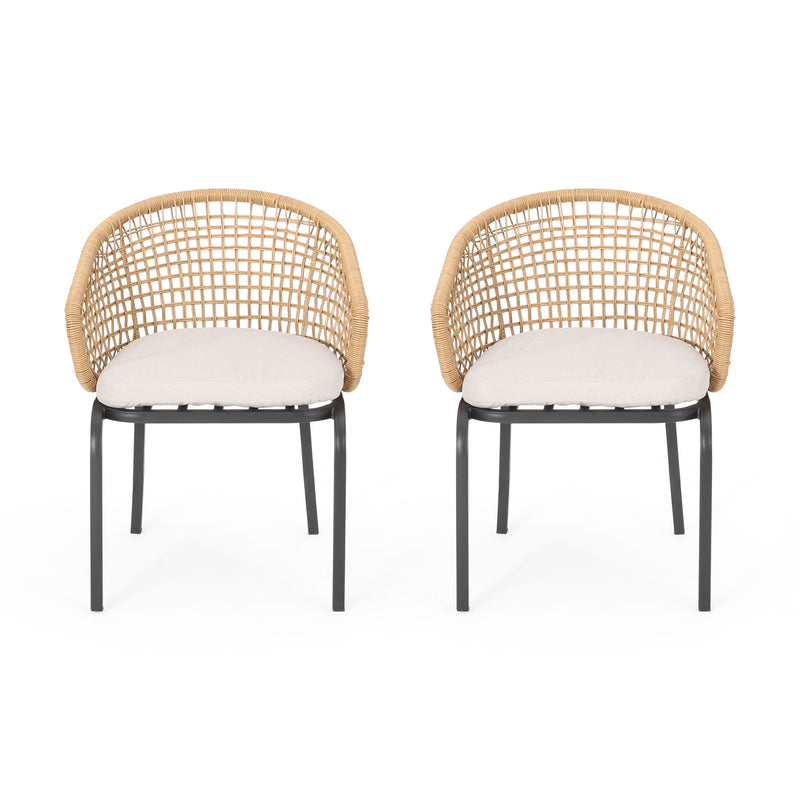 Outdoor Wicker Chair With Powder Coated Iron Legs - R&R Furniture Gallery (Fountain Valley, CA)
