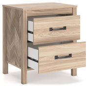Battelle - Two Drawer Night Stand - Tan - R&R Furniture Gallery (Fountain Valley, CA)