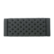 Dark gray contemporary storage ottoman with tufted top from Noble House, showing soft fabric and hidden storage compartment.
