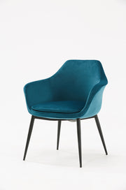 Wilson Modern Teal Velvet & Black Dining Chair — view 2