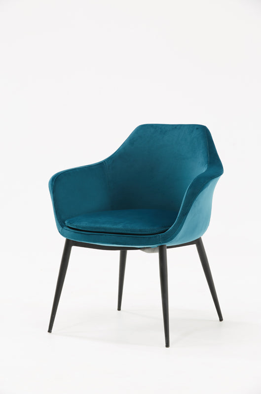 Wilson Modern Teal Velvet & Black Dining Chair — view 2