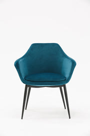 Wilson Modern Teal Velvet & Black Dining Chair — view 3