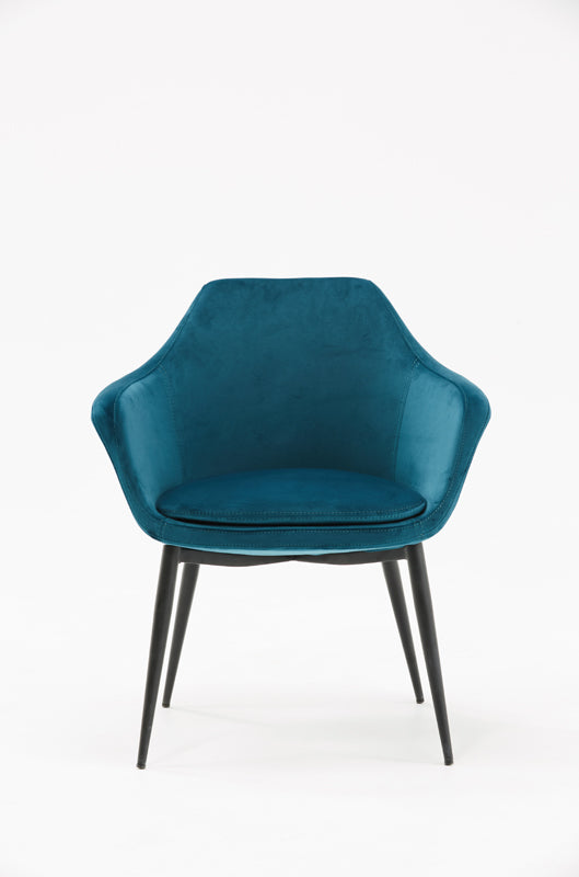 Wilson Modern Teal Velvet & Black Dining Chair — view 3