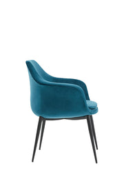Wilson Modern Teal Velvet & Black Dining Chair — view 5