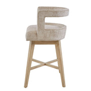 Design Swivel Counter Stool With Low Back Support Polyester And Solid Wood - Cream - R&R Furniture Gallery (Fountain Valley, CA)
