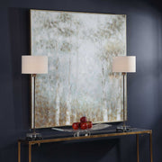 Light blue Cotton Woods hand-painted canvas art by Uttermost featuring detailed botanical artwork on a canvas background.