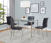 Lumi Source Fuji Mason 5-piece upholstered swivel dining set with glass tabletop and modern design, includes chairs and table.