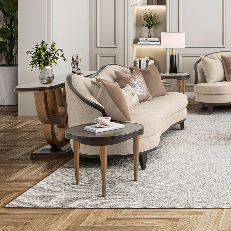 Camellia Field - Chenille Sofa - Beige / Dark Brown - R&R Furniture Gallery (Fountain Valley, CA)