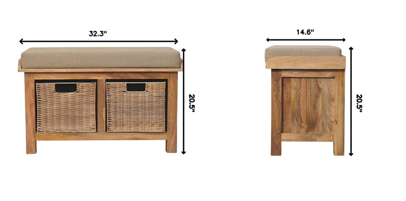 Rattan Basket Linen Bench - Brown - R&R Furniture Gallery (Fountain Valley, CA)