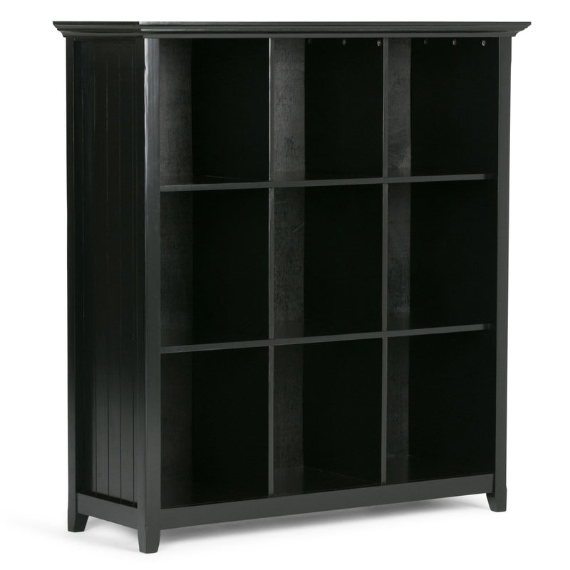 Simpli-Home Acadian handcrafted cube storage organizer with multiple compartments for versatile home organization.