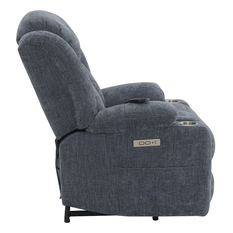 Omarion - Power Recliner With Lift, Heating & Massage - Blue Chenille - R&R Furniture Gallery (Fountain Valley, CA)