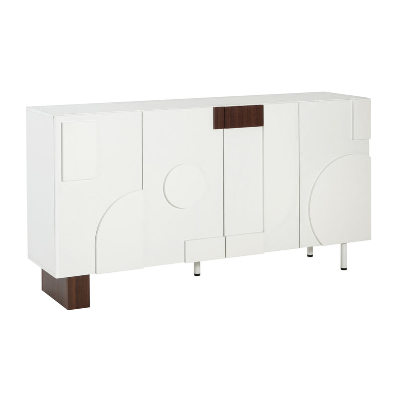 White Noble House sideboard buffet cabinet with four doors and adjustable shelves for wide storage.