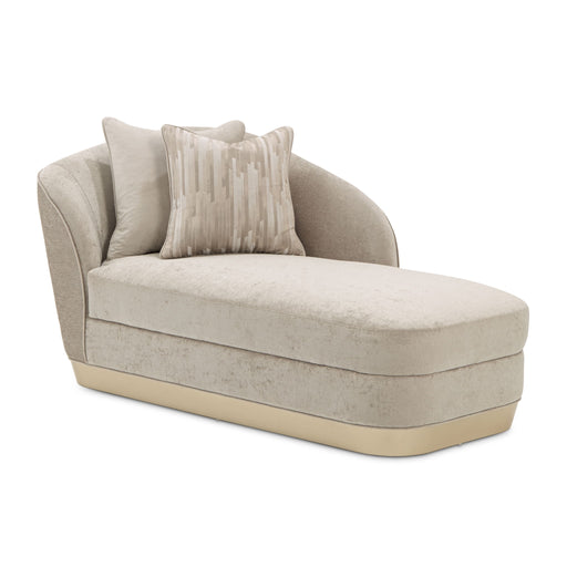 Michael Amini La Rachelle chaise featuring elegant upholstered fabric and wooden legs in a stylish, modern design.