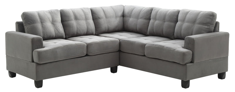 Gray stationary sectional sofa from the Sandridge collection by Glory Furniture, featuring plush cushions and modern design.