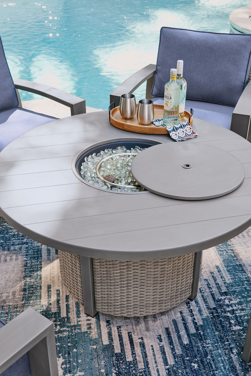 Half Moon Beach - Round Fire Pit Table - Gray - R&R Furniture Gallery (Fountain Valley, CA)