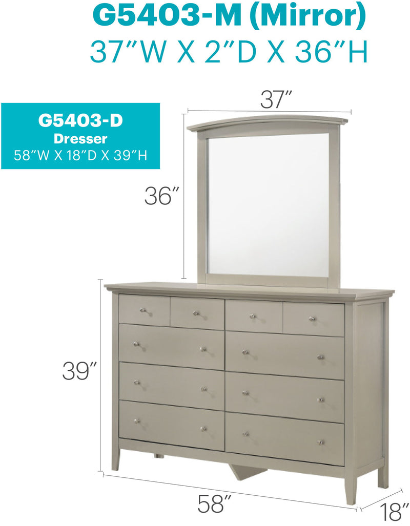 Elegant Glory Furniture dresser with a sleek, casual design, perfect for any room, showcasing multiple drawers and a modern finish.