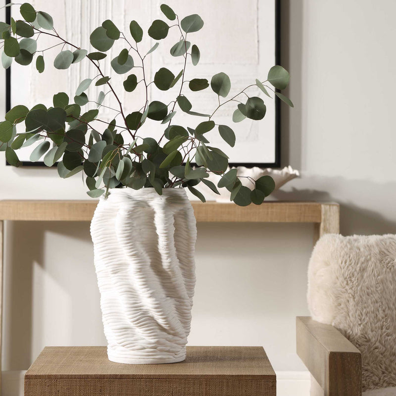 Stratified - Matte Vase - White