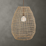 Uttermost Cross-Weave 1 Light Beige Pendant Lighting hanging fixture with woven design and modern style.