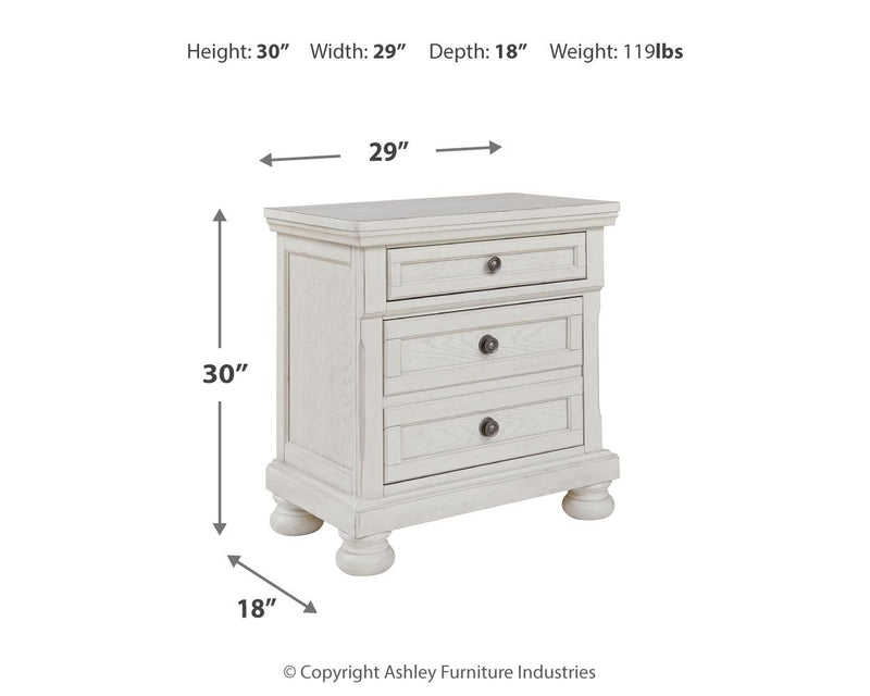 Robbinsdale - Two Drawer Night Stand - Antique White - R&R Furniture Gallery (Fountain Valley, CA)