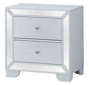 Contemporary silver champagne particle board accent nightstand by Glory Furniture with clean, modern design.