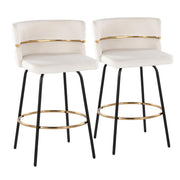 Set of two Lumi Source Cinch contemporary counter stools with swivel seats and round footrests, showcasing modern design.