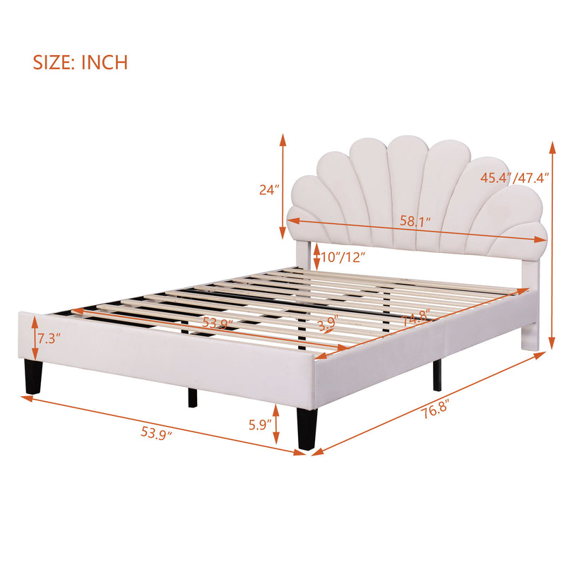 Upholstered Platform Bed With Flower Pattern Headboard - R&R Furniture Gallery (Fountain Valley, CA)