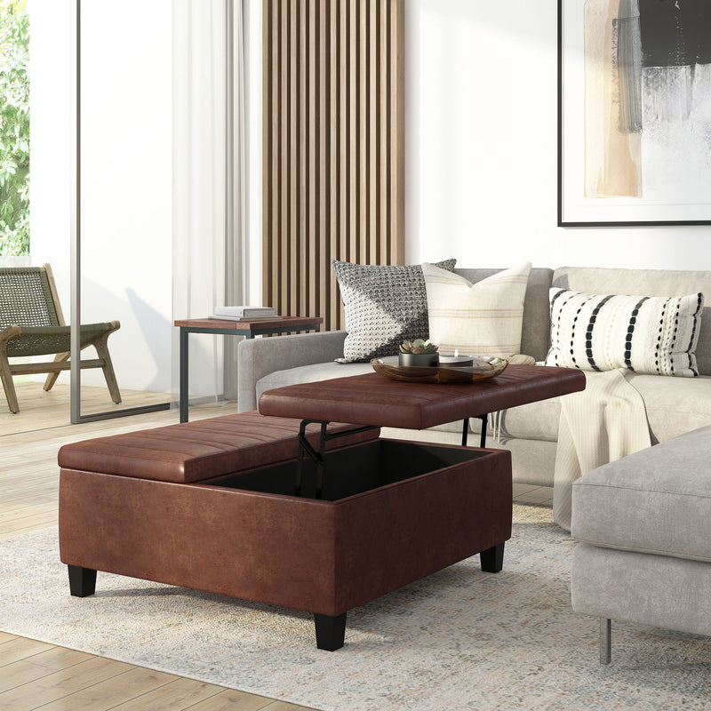 Ellis - Coffee Table Storage Ottoman Contemporary Design - R&R Furniture Gallery (Fountain Valley, CA)