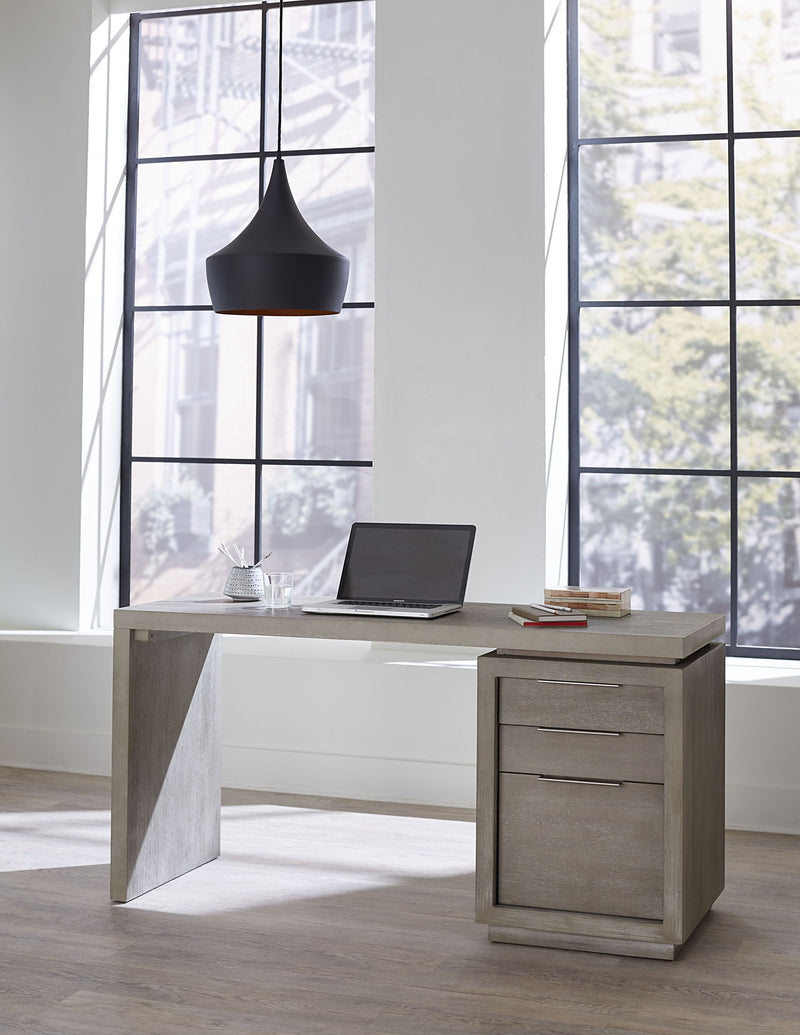 Oxford Three-Drawer Single Pedestal Desk in Mineral - R&R Furniture Gallery (Fountain Valley, CA)