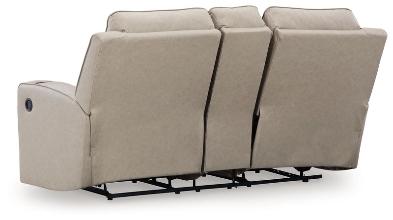 Lavenhorne - Dbl Rec Loveseat W/Console - Pebble - R&R Furniture Gallery (Fountain Valley, CA)