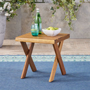 Passion - Outdoor Side Table With Cross Base And Slatted Top - Teak - R&R Furniture Gallery (Fountain Valley, CA)