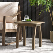 Noble House Kinesis outdoor side table with slatted top and wooden frame, perfect for patio or garden seating areas.