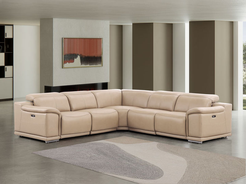 2679 - 5-Piece L-Shaped Power Reclining Sectional In Genuine Leather (3 Recliners) - R&R Furniture Gallery (Fountain Valley, CA)