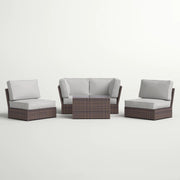 Comfortable Modern Patio Rattan Sectional Set With Cushions - R&R Furniture Gallery (Fountain Valley, CA)