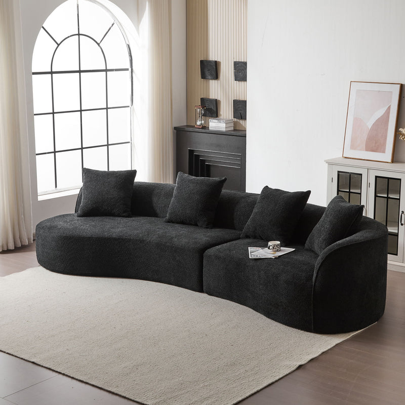 Noble House elegant curved sectional sofa with plush foam cushions, stationary design, modern living room setting