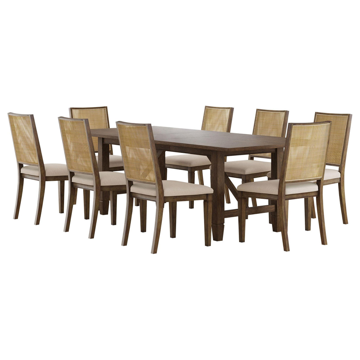 Matisse 9-piece Rectangular Dining Table Set Light Brown