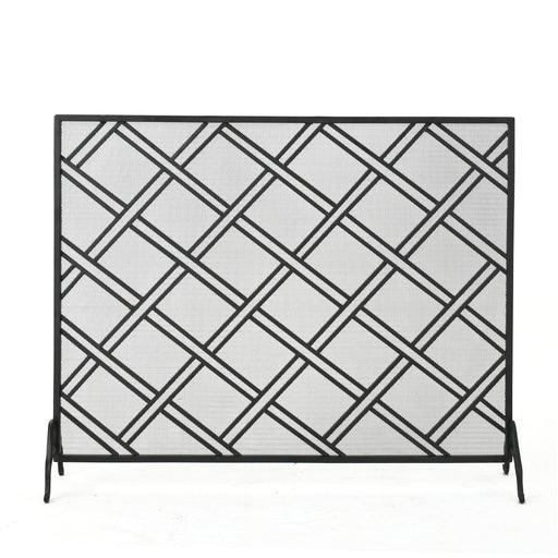Elegant Noble House fireplace screen with ornate metal design serving as a protective barrier for the hearth.
