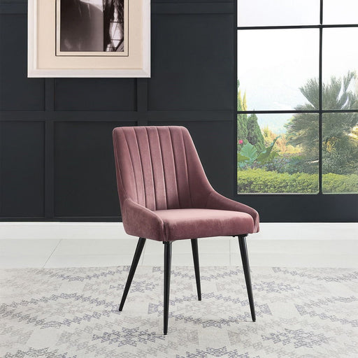Riley - Side Chair (Set of 2) - Pink Fabric & Black - R&R Furniture Gallery (Fountain Valley, CA)