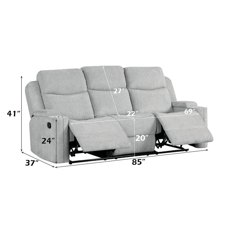 Galya - Motion Sofa - Light Gray Chenille - R&R Furniture Gallery (Fountain Valley, CA)