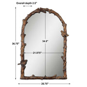 Uttermost Paza Arch Mirror in antique gold finish, wall mirror with a stylish curved design and decorative frame.