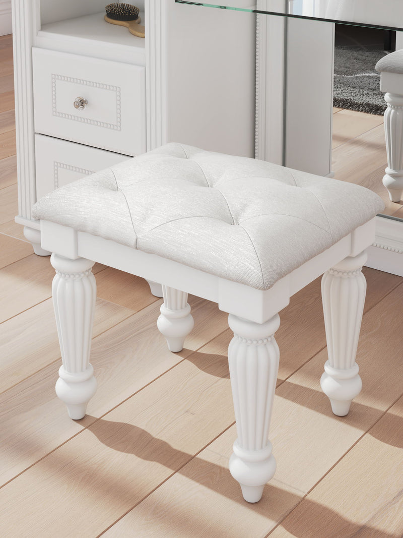 Kozlani - Vanity Upholstered Stool - White - R&R Furniture Gallery (Fountain Valley, CA)