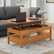 Warm Shaker - Lift Top Coffee Table With Hidden Storage And Lift Top Functionality - Brown - R&R Furniture Gallery (Fountain Valley, CA)