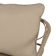 Brown outdoor club chair set by Noble House with water-resistant cushions, rattan frames, and iron construction for patio seating.