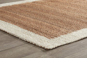 Classic Home Serene Frame Area Rug featuring a calming geometric pattern in neutral tones, perfect for living room decor.
